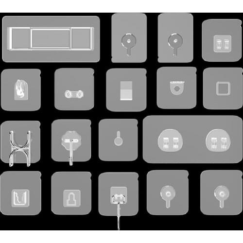 Transparent Plastic Hook Double-Sided Adhesive Buckle Bathroom Kitchen Housekeeper Multi-Purpose Waterproof Storage Hook Sticker