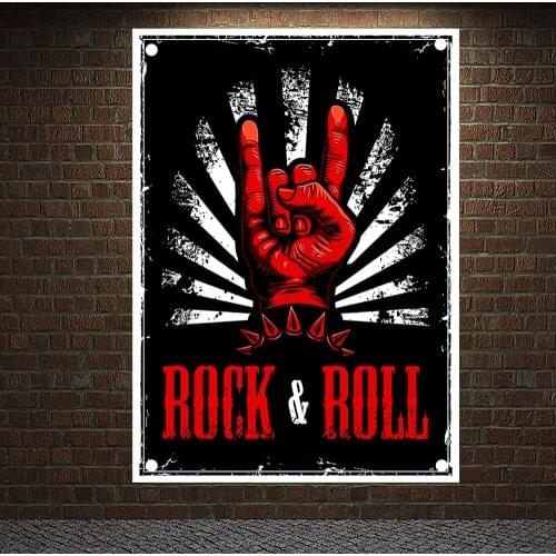 Rock and Roll Pop Band Hip Hop Reggae Posters Flag & Banner Popular Music Theme Painting KTV Bar Cafe Home Wall Decoration G5