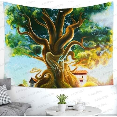 Simsant Tree of Life Tapestry Psychedelic Fantasy Forest Tree Art Wall Hanging Tapestries for Living Room Home Dorm Decor