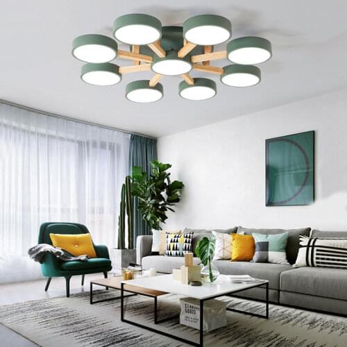 Modern simple round hotel restaurant LED ceiling wood lamp bedroom living room villa lighting wholesale