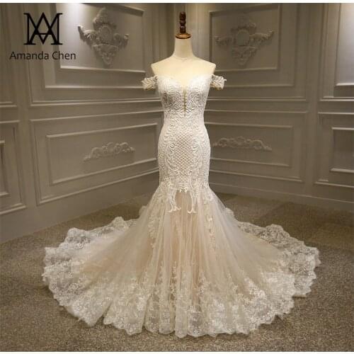 Abito sposa Off Shoulder Lace Applique Beading Mermaid Wedding Dress
