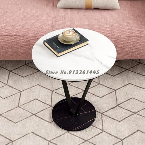 Light Luxury Corner Rock Board Side Table Living Room Sofa Side Table Balcony Small Round Table Creative Nordic Small Tea Table