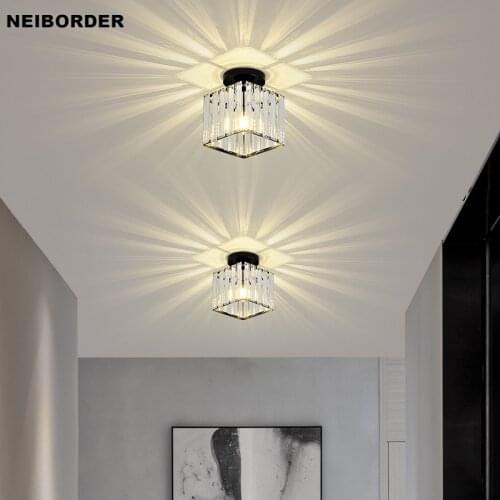LED Ceiling Lights Crystal Lampshade Plafonnier Living Room Aisle Bedroom Round Square Decorative Ceiling Lamp Gold Black Silver