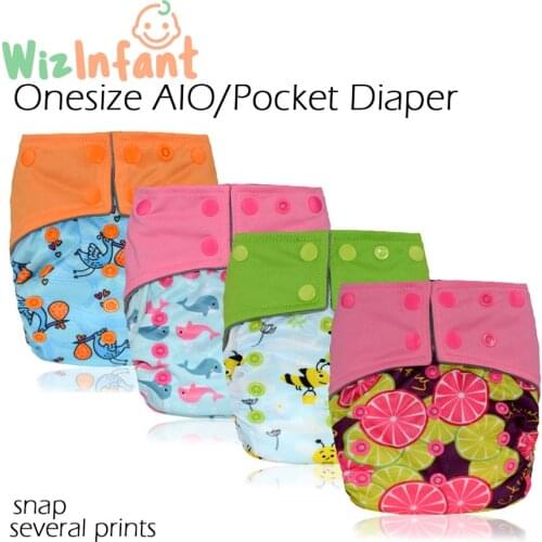 Onesize AIO&Pocket Cloth Diaper for 3-15 baby,S M L adjustable,double leaking guards with charcoal insert