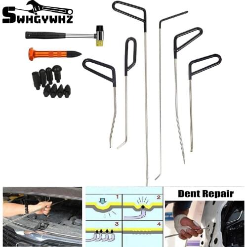 Rod Tool Kit Set Door Ding Repair Hail Damage Repair with with 9 Heads Aluminum Tap Down Dent for Car Maintenance Tools