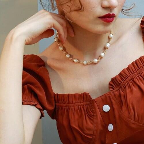 Women natural pearl necklace freshwater pearl choker jewelry Holiday gift necklace