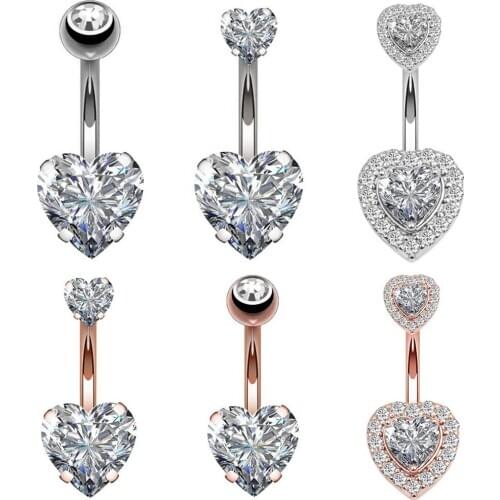 1pc Top Bijoux Double Heart Belly Piercing Nombril Belly Button Rings Navel Piercing Ombligo Sexy Belly Dance Pircing Earrings