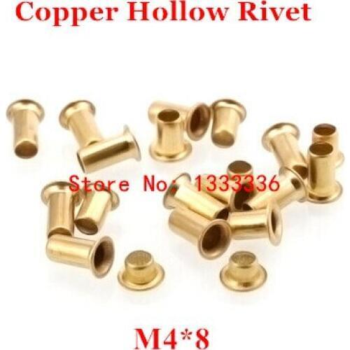 100pcs M4*8(L) Copper Hollow Rivet 4mm Double-sided circuit board PCB vias nails / copper corn