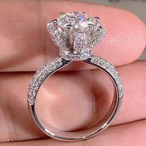 10K Au417 Rose Gold Ring Women Wedding Party Engagement Ring 1 2 3 4 5 Carat Flower Round Moissanite Diamond Ring Trendy