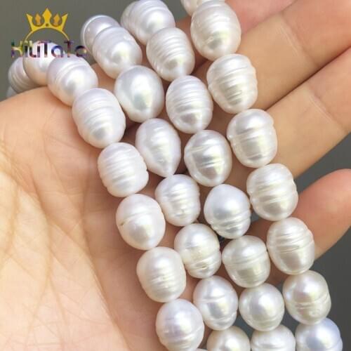 11-12mm Natural White Freshwater Pearl Beads Oval Shape Pearls Spacer Beads For Jewelry Making DIY Bracelet Accessories 15