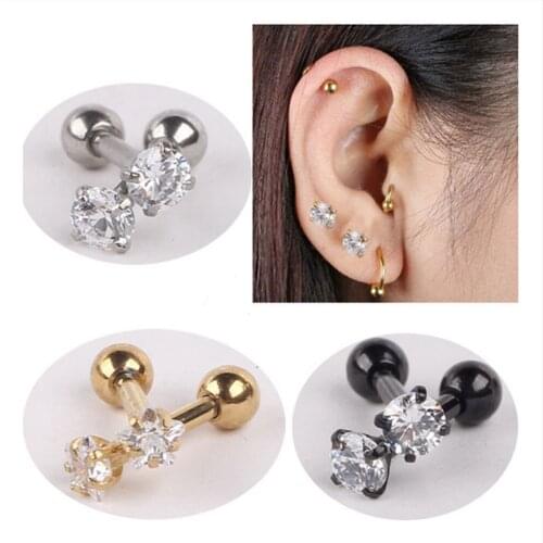 16G 1.2mm Stainless Steel Cubic Zirconia Tragus Helix Ear Stud Barbell Piercing Barbell Jewelry For Women