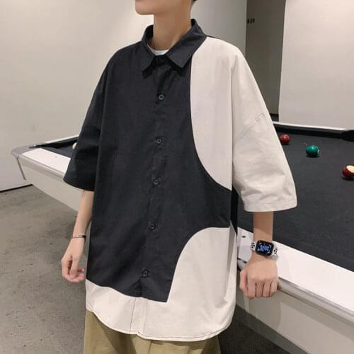 2021 Summer Mens Short Sleeve Student Hawaiian Shirts Student Clothes Camisa Masculina Streetwear Mens Fashion Shirts M-5XL