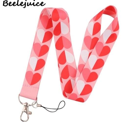 24pcs Romantic Love Red Pink Keychain Lanyards Id Badge Holder ID Card Pass Gym Phone Badge Holder Key Strap Webbings Ribbons