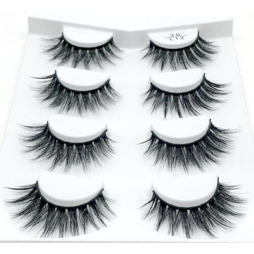 HBZGTLAD 4 Pairs 3D Mink Lashes Natural Long False Eyelashes Dramatic Volume Fake Lashes Makeup Eyelash Extension Silk Eyelashes