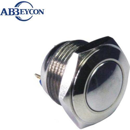 Abbeycon 1Pc/Lot 16Mm Metal Push Button Switch Domed Head Momentary Pin Terminal Waterproof Metal Shell Top Car Bike Switch