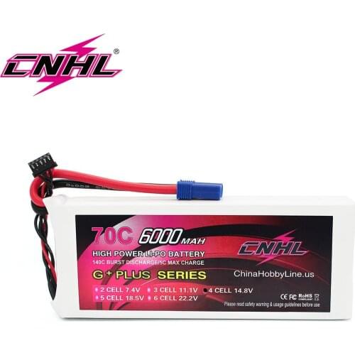 CNHL G+PLUS 6000mAh 14.8V 4S 70C Lipo Battery for Airplane Helicopter Jet Edf Speedrun With EC5 Plug
