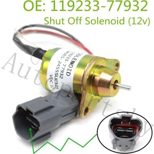 Fuel Shutdown Shut Off Solenoid Valve 12V for Yanmar Woodward 119233-77932 119233-77931 11923377931 11923377932