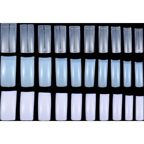 500Pcs/box Nature Transparent White False Artificial Nail Tips Half Cover Clear Fake Cover 10 Sizes DIY ABS Plastic Box Pack