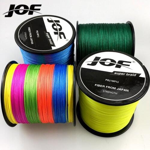 JOF 300M 500M 1000M 4 Strands 8 Strands PE Braided Wire Multifilament Fishing Line Fishing Tackle