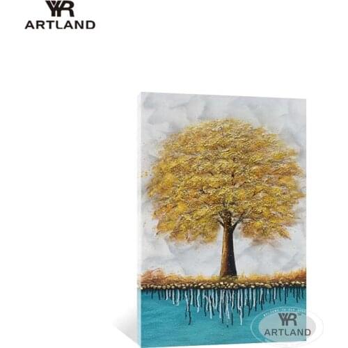 Large size money tree picture for Home decor Handmade acrylic oil painting on canvas artwork wall art poster for entrance room