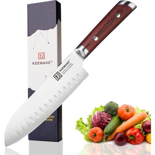 2018 SUNNECKO Premium 7" Santoku Knife German 1.4116 Steel Blade Chef Knife Color Wood Handle Sharp Meat Cutting Kitchen Knives