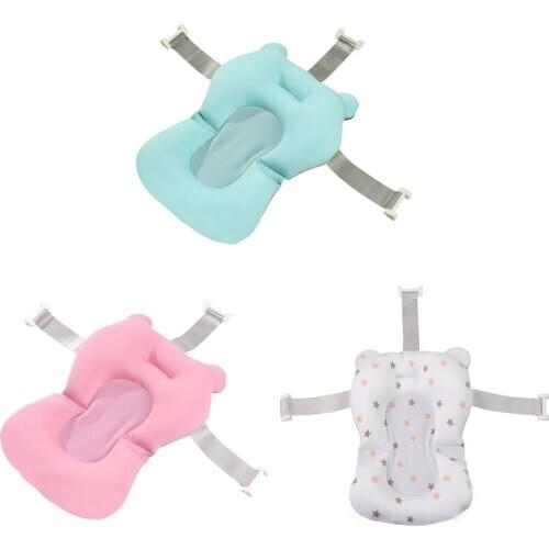Baby Shower Bath Tub Pad Non-Slip Bathtub Seat Support Mat Safety Security Bath Support Cushion Foldable Soft Pillow