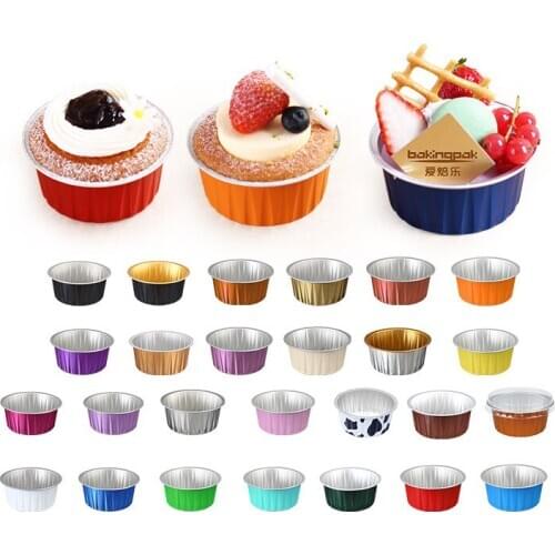 50pcs 125ml round cake baking mold aluminum foil baking bowl pudding mousse tin paper cup party birthday wedding favor decor cup