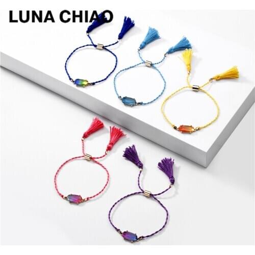 LUNA CHIAO 2020 Summer Transparent Colored Resin Stone Pull Tie Fashion Bracelet for Women
