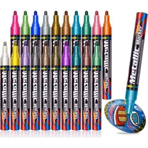 Drawing Markers Pen 20 Color for Sketching Manga Oily Pen Set DIY Photo Album Scrapbook Crafts Metal Wood Metallic Marker Pens