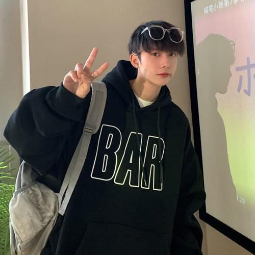Men Hoodies Oversized Autumn and Winter Letter Print Long Sleeve O Neck Korean Fashion Harajuku Streetwear Hip Pop Sweatshirts