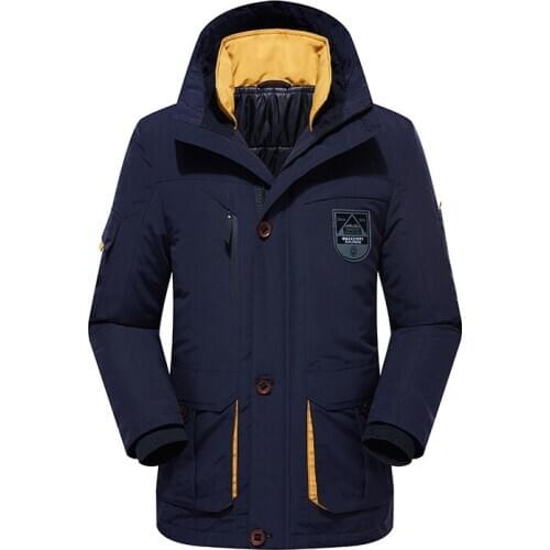 Mens Winter Fleece Thick Jacket 2 in 1 Warm Coat Outwear Cotton Liner Removable Down Parka Waterproof Windbreaker Plus Size