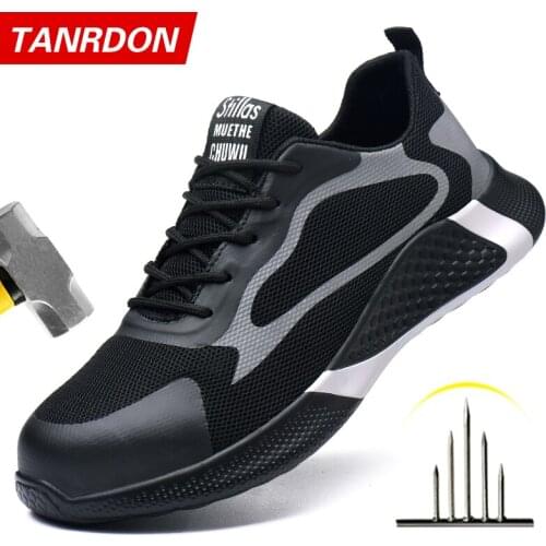 Fashion Mens Work Sneakers Mesh Breathable Safety Shoes Men Steel Toe Work Shoes Industrial Anti-smashing Safety Work Boots Man