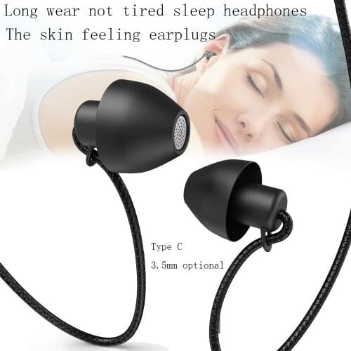 Anti-noise Soft Sleeping Headphone Silicone Anti-fold Headset In-Ear Earphones with Noise Cancelling 3.5mm Headphones Universal