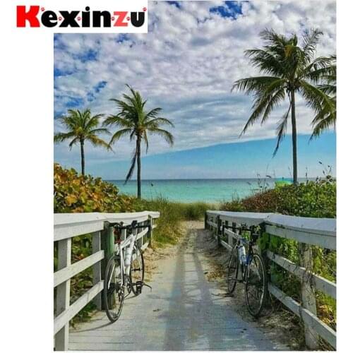 Kexinzu Full 5D DIY Square/Round Diamond Painting" Sea Beach" 3D Embroidery Cross Stitch Mosaic diamondpainting Gift