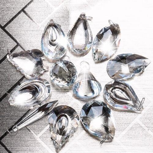 H&D Pack of 12 Clear Crystal Chandelier Lamp Lighting Drops Pendants Balls Prisms Hanging Prisms Parts Suncatcher Home Decor