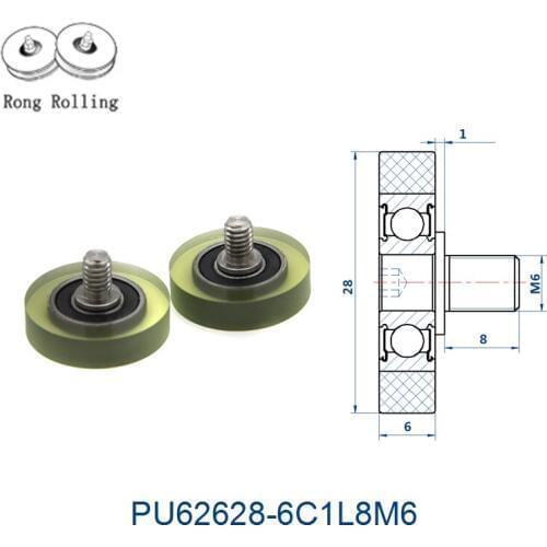 Outer diameter 28mm with 6mm thickness PU material coated bearing, drawer pulley, screw pulley, sliding door roller