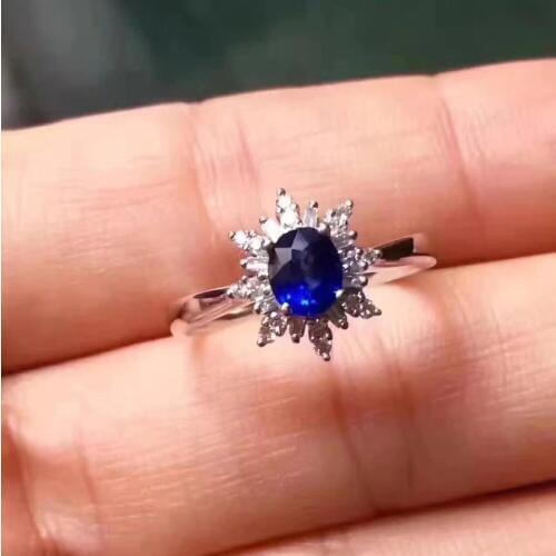 Natural real blue sapphire ring 925 sterling silver Fine handworked jewelry Finger rings