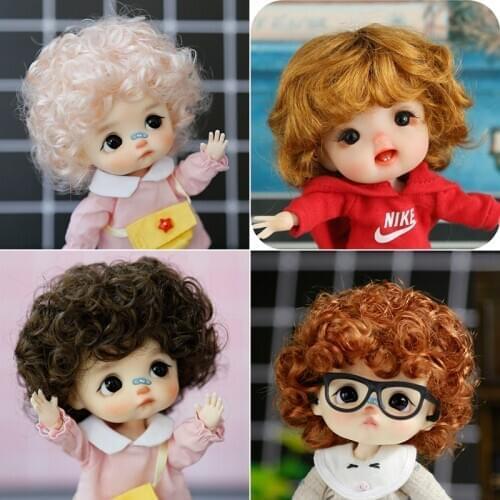 New 1/8 BJD wig Pink golden SD BJD doll wigs soft Cute curly short hair Doll special wig multi-color optional doll accessories