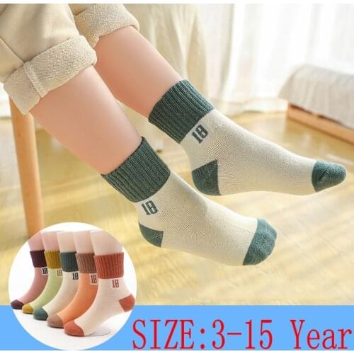 2020 New Spring Children Socks Cotton High Quality Sports Boys Socks Girls Socks 3-15 Year Kids Student Socks 5 Pairs / lot
