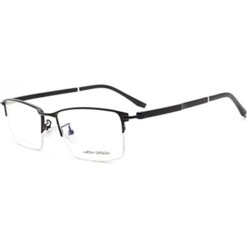 OEYEYEO New Metal Half Frame Spectacles Frame Mens Simple Business Optical Frame Flexible TR Mirror Leg Eyeglasses G3005