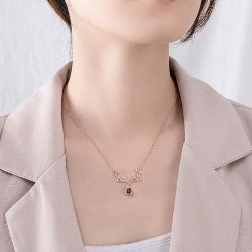 Necklace Antler-shaped Skin-friendly Silver Plated Antler-shaped Especial Anti-corrosion Women Neck Chain Neck Pendant