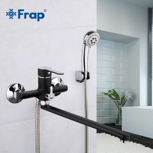 Frap 1 set 340mm Outlet pipe Bath shower faucet Brass body surface Spray painting Black shower head F2242