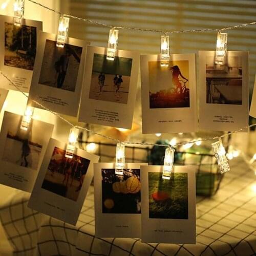 1.5m 3m 6m LED String lights Card Photo Clip Holder Garland lamp for Christmas Wedding Party Decoration Battery Fairy Lights