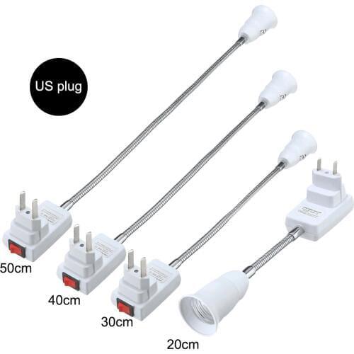 EU/US Plug Flexible Extend E27 Light Lamp Bulb Extension Converter Adapter Wall Lamp Socket Base Holder 20cm-50cm