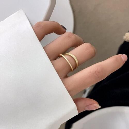 Grunge Simple Double Layer Ring Women Korean Style Vintage Jewelry Girls Fashion Adjustable Couple Opening Rings 2021 Gift