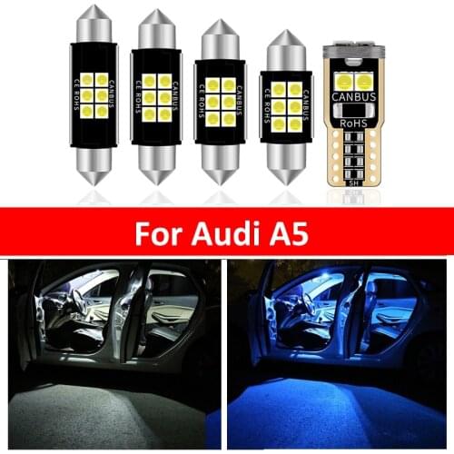 17Pcs Car White Interior LED Light Bulbs Package Kit For Audi A5 S5 2008-2012 Map Dome Trunk Lamp Iceblue
