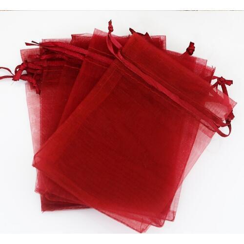 200pcs/lot Dark Red Organza Bags 17x23cm Wedding Candy Gifts Jewelry Packaging Bag Cute Drawstring Gift Bag Organza Pouches