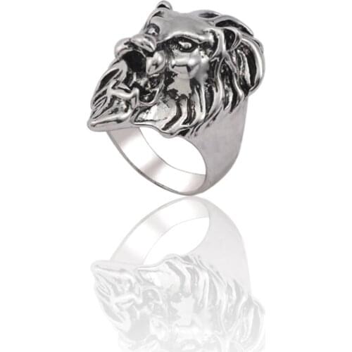 2020 Gothic Men Retro Ring Hip Hop Lion Head Punk Animal Ring Unisex Fashion Jewelry Party Gift Wholesale