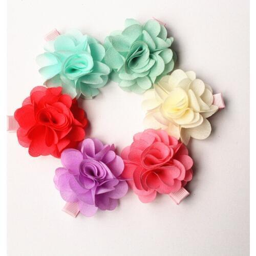 24pc/lot Cute Floral Hair Clips Lovely Kids Hairpin Chiffon Felt Flower Girls New Arrival Barrettes Free Shipping Autumn