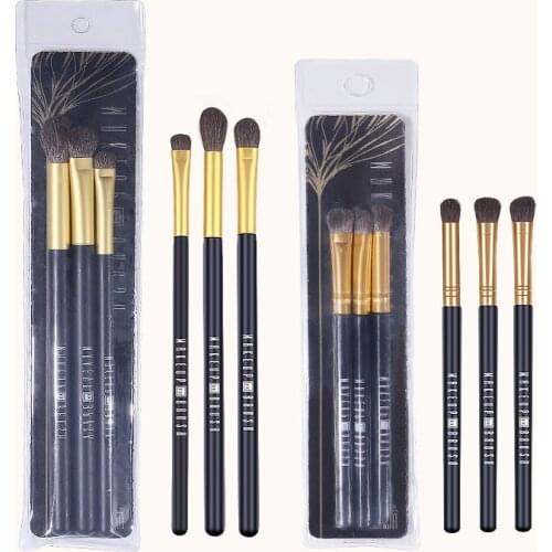 3pcs / set Profession black gold Cosmetic Makeup Brush Blusher Make Up Nylon Hair Eye Shadow Brushes Multipurpose Beauty Tool